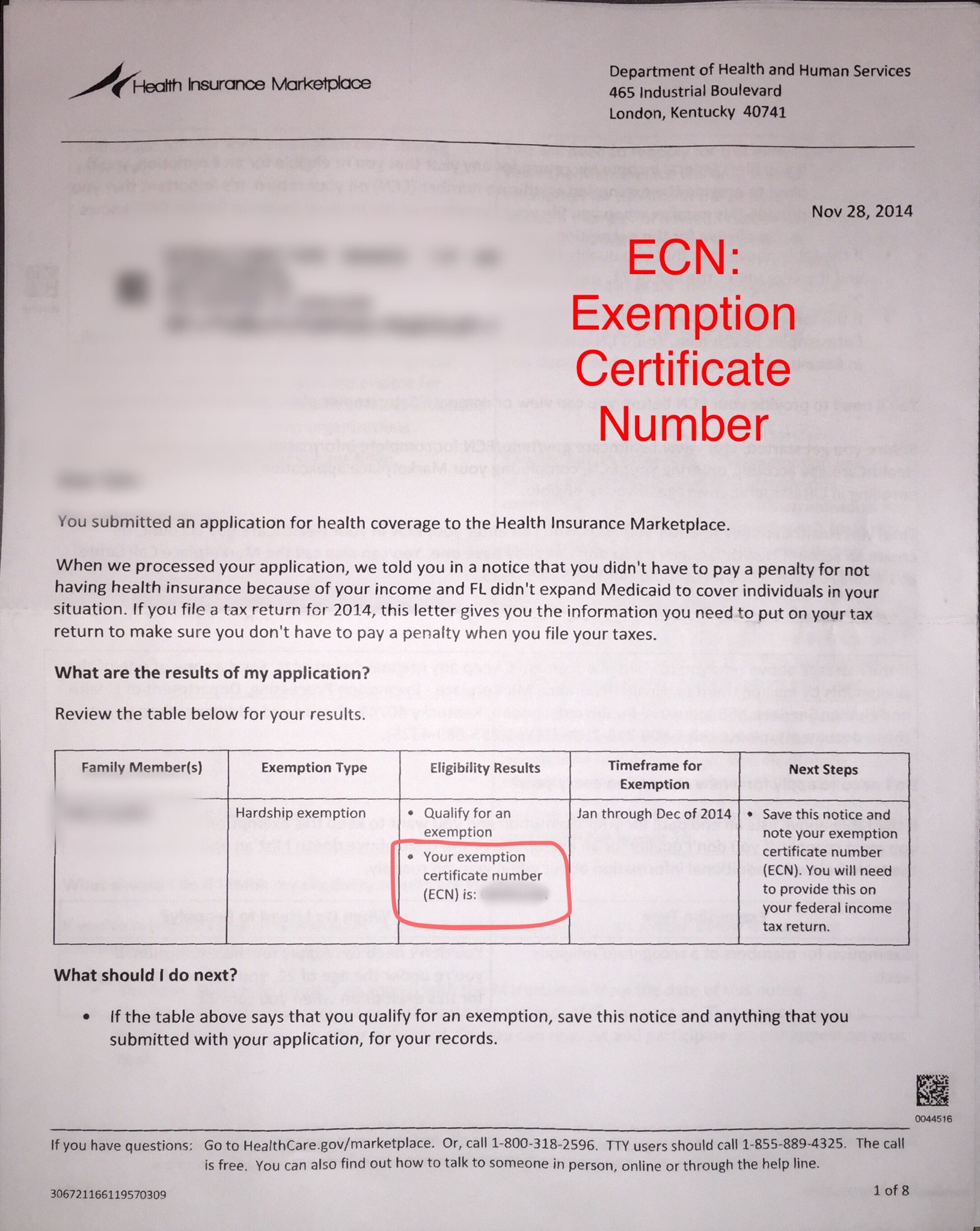 Exemption Certificate Number (ECN)